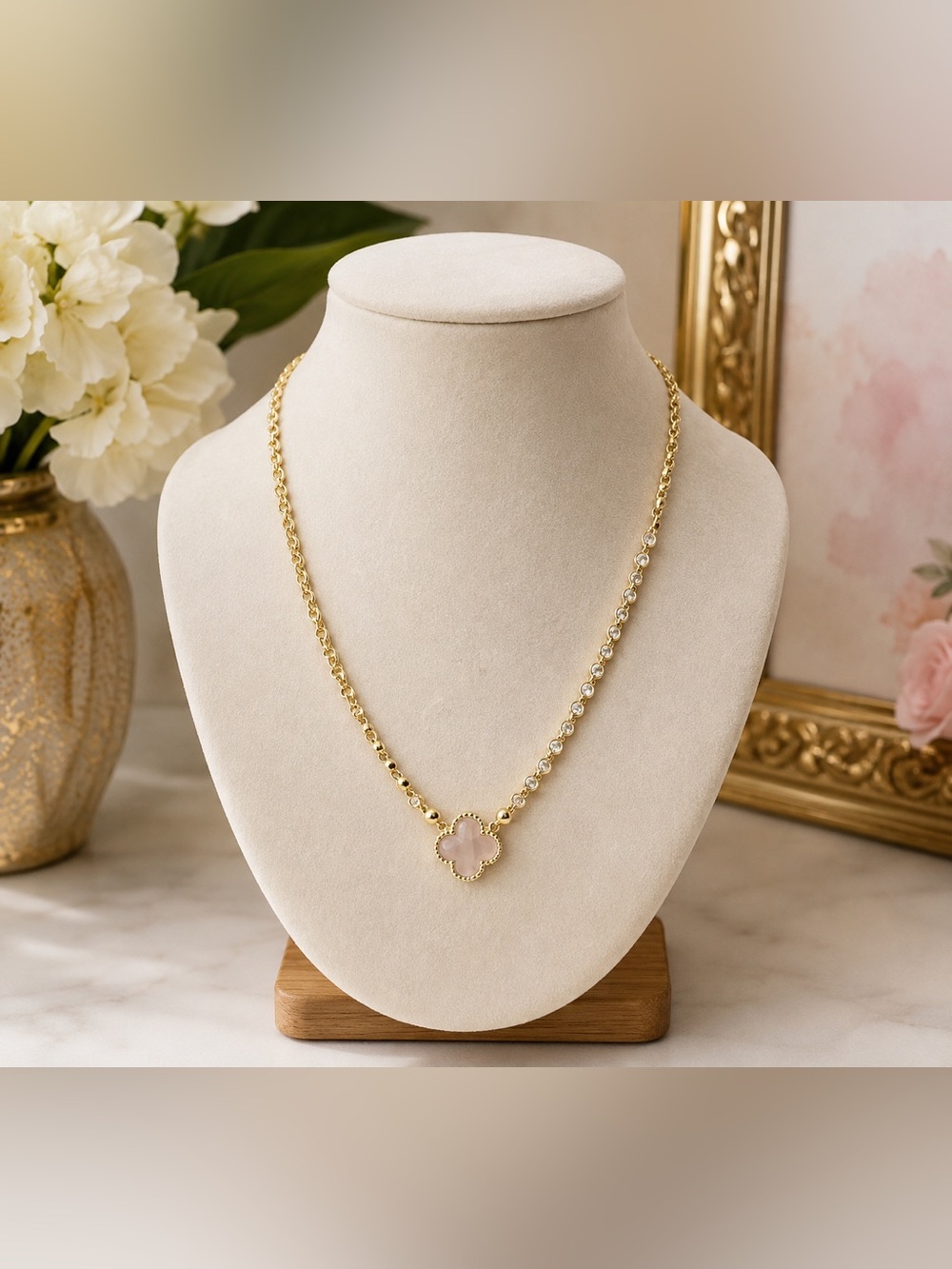 925 Sterling Silver Mother of Pearl Clover Necklace 9